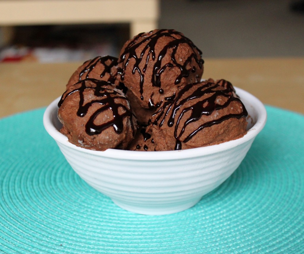 Banana chocolate ice cream with homemade chocolate syrup 2