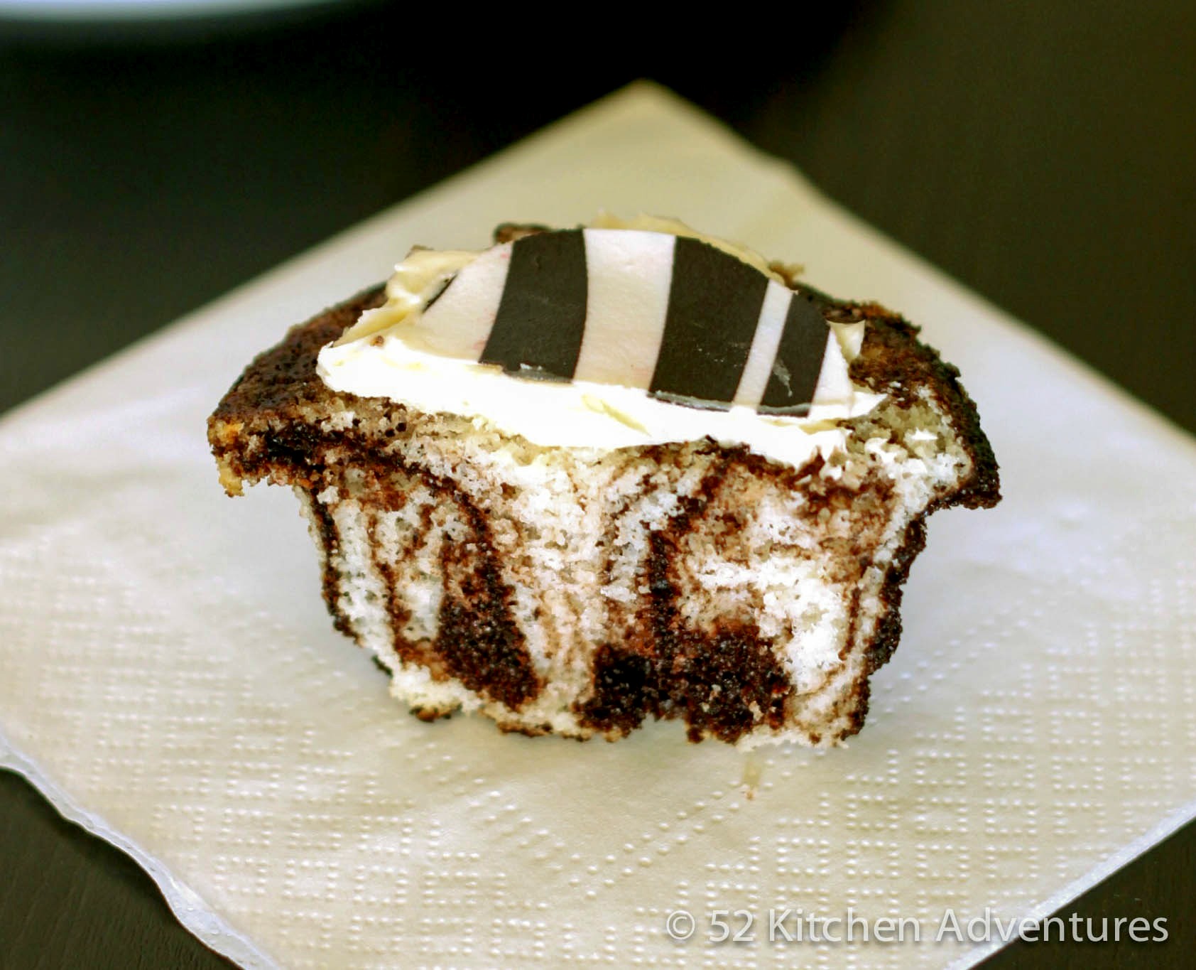 Zebra cupcake inside