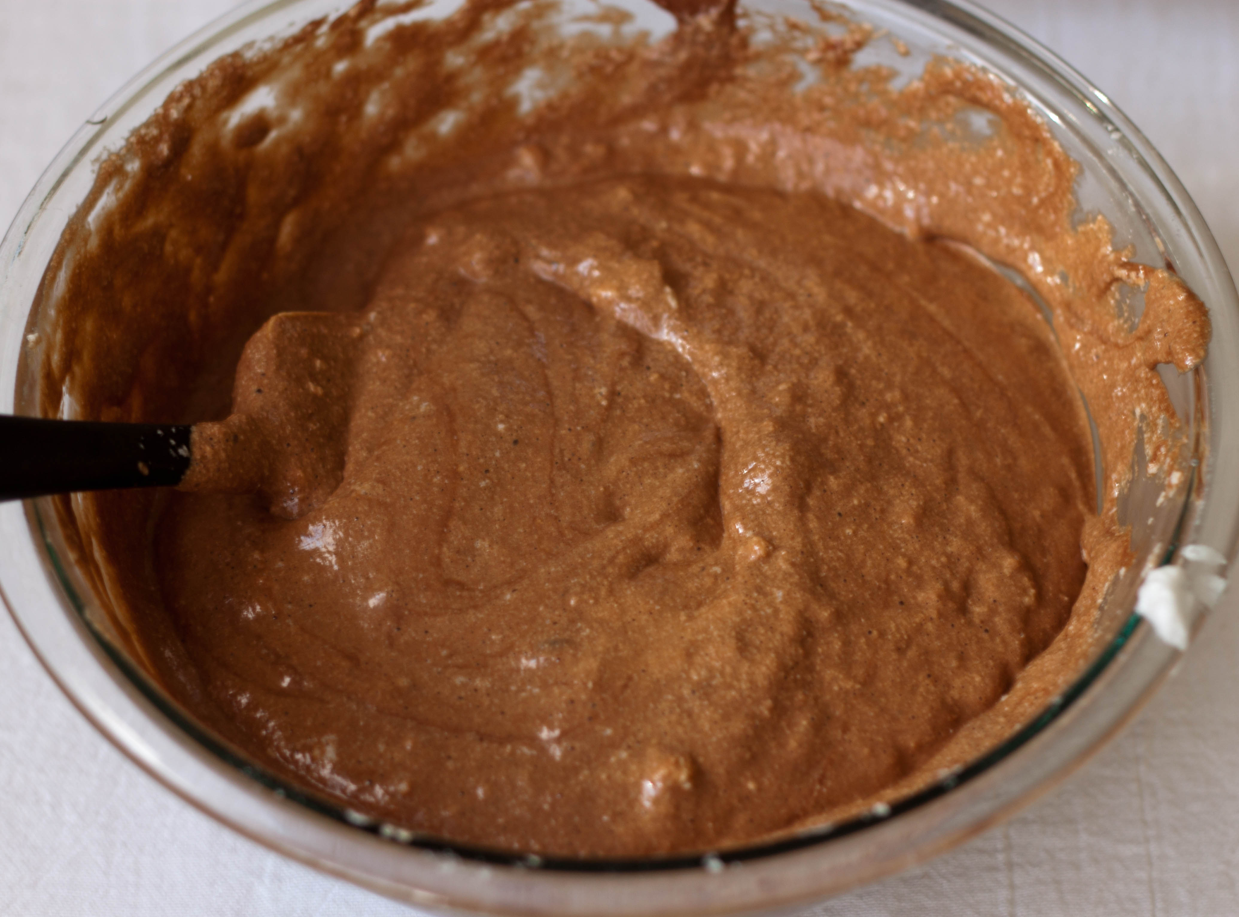 Finished flourless chocolate cupcake batter