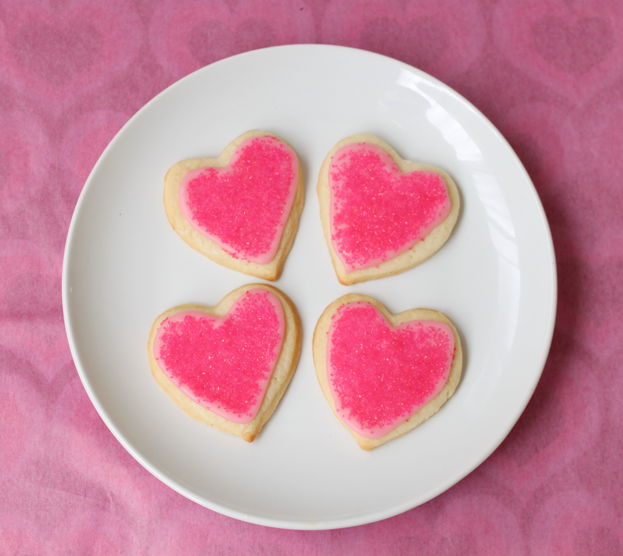 Heart sugar cookies with pink sprinkles 2