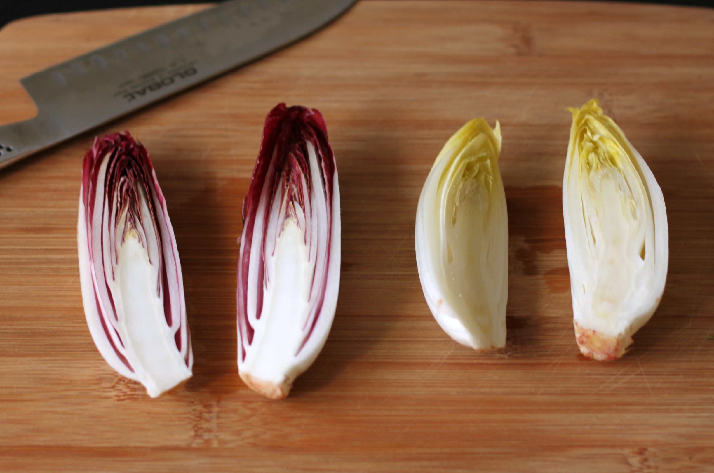 Slice endives in half lengthwise