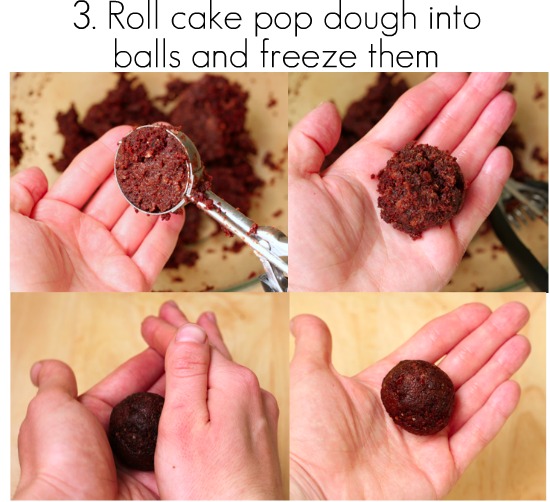 Roll cake pop dough into balls and freeze 2