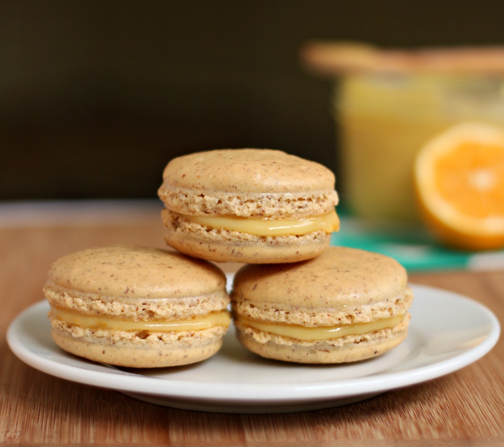 Meyer lemon macarons close up