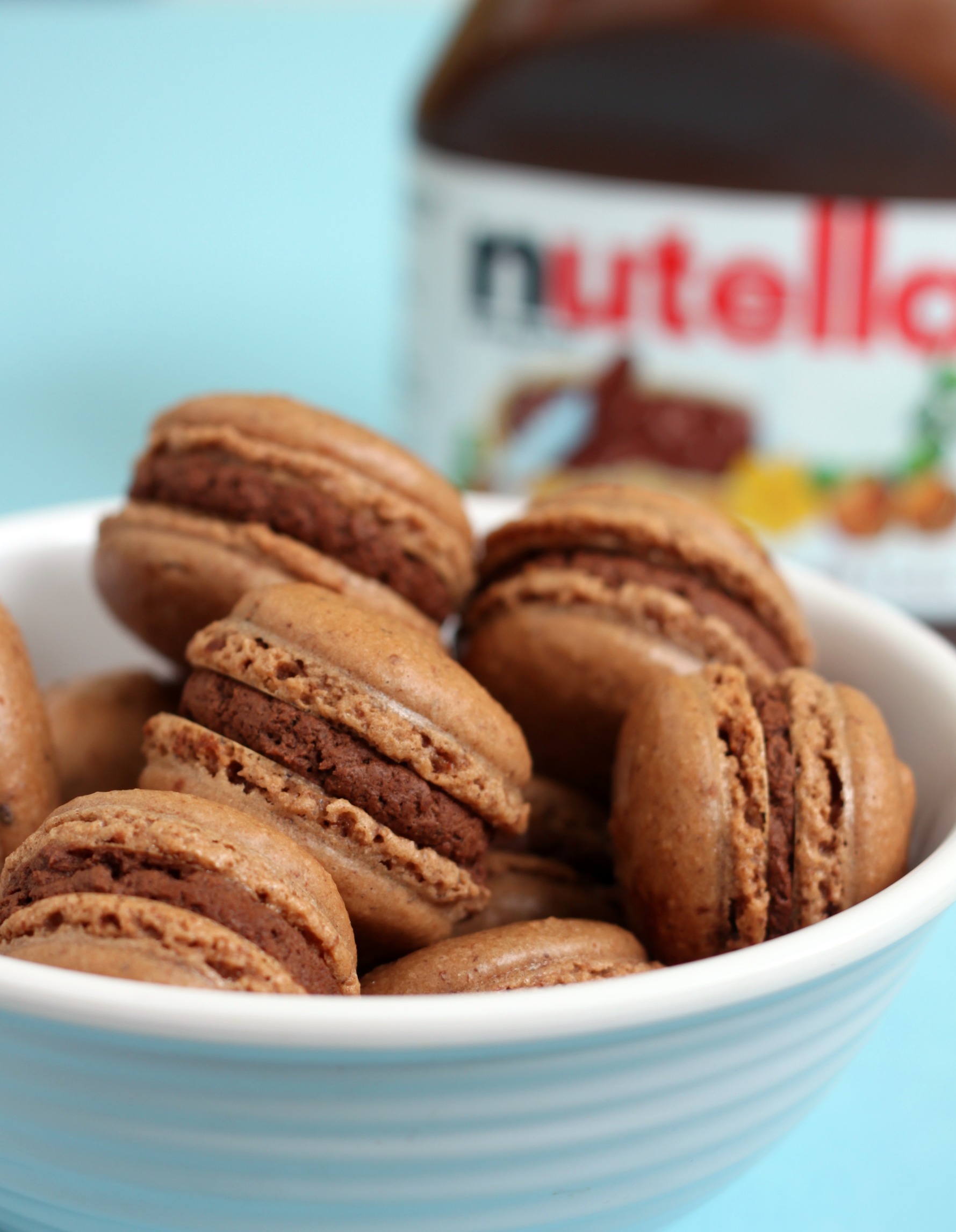 Nutella macarons close-up