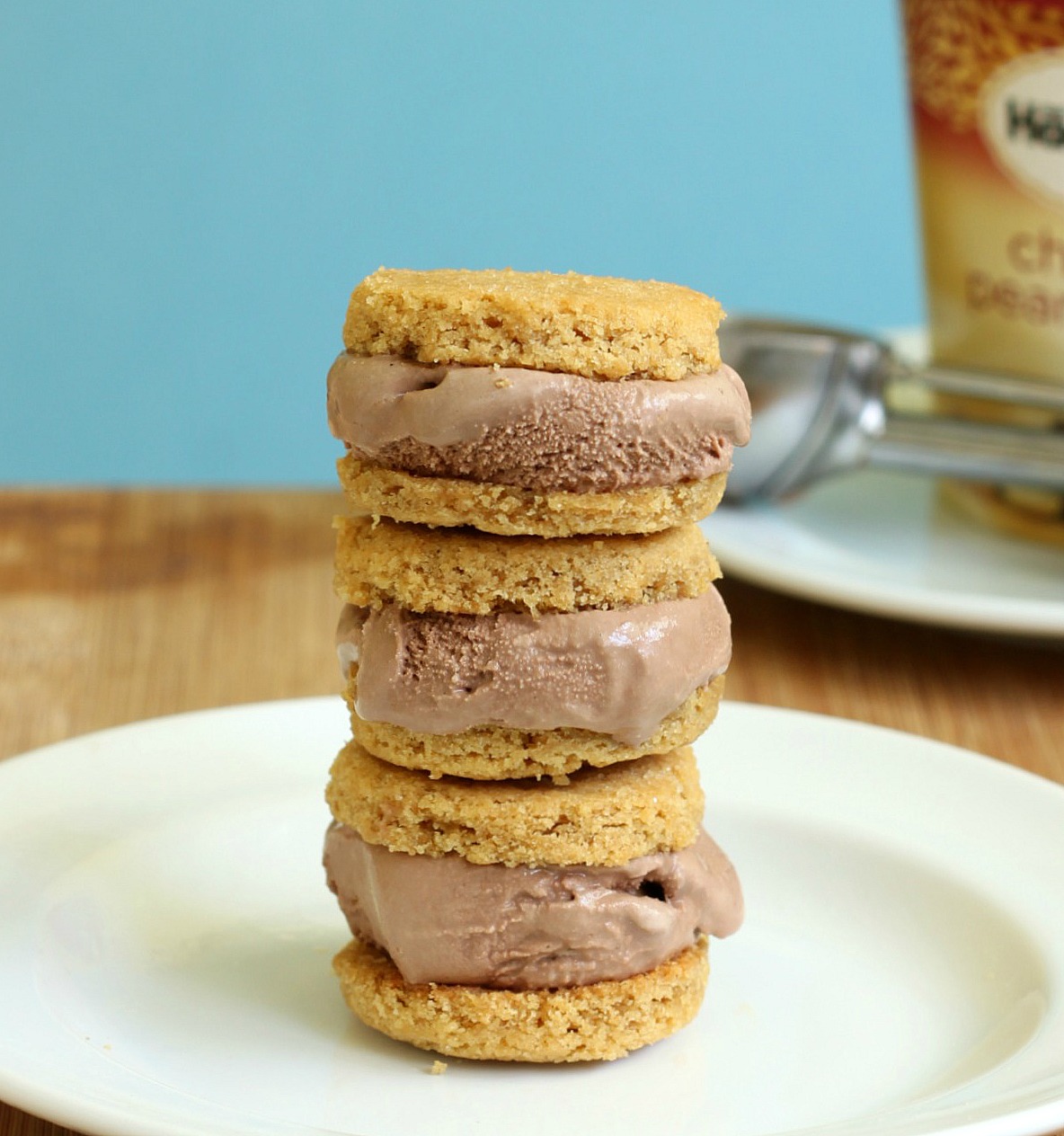 Mini peanut butter chocolate ice cream sandwiches