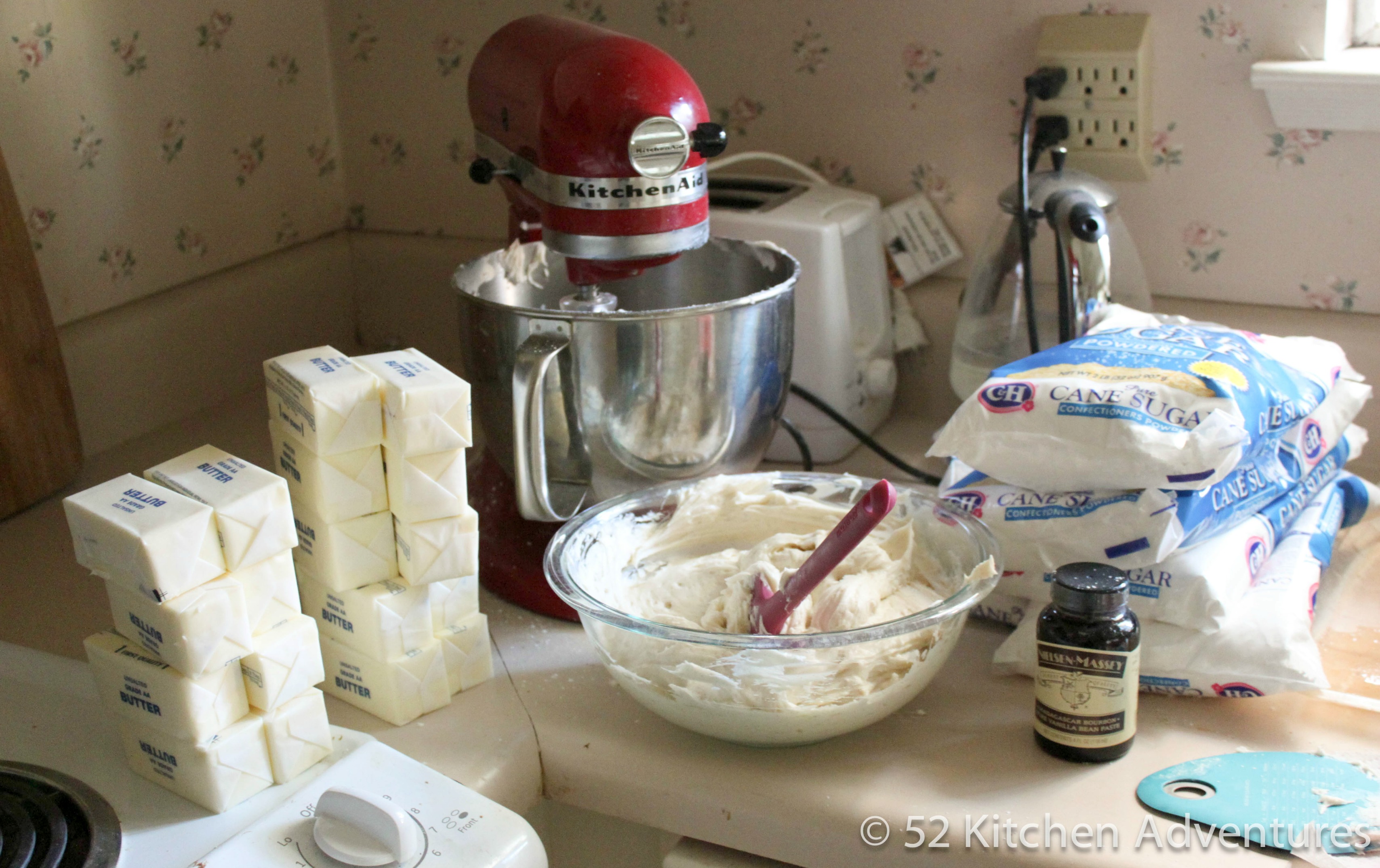 Messy frosting making