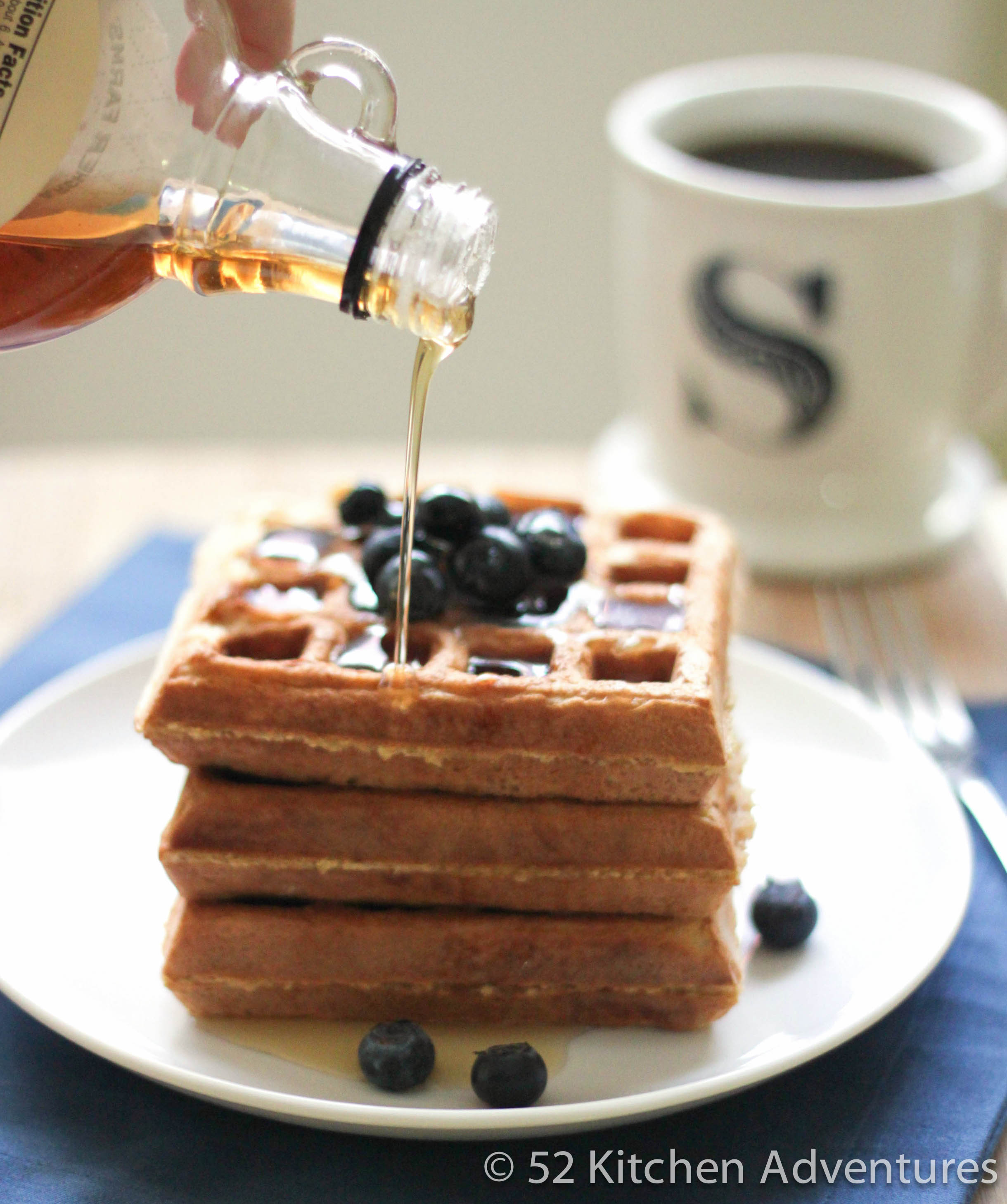 Sour cream waffles with syrup