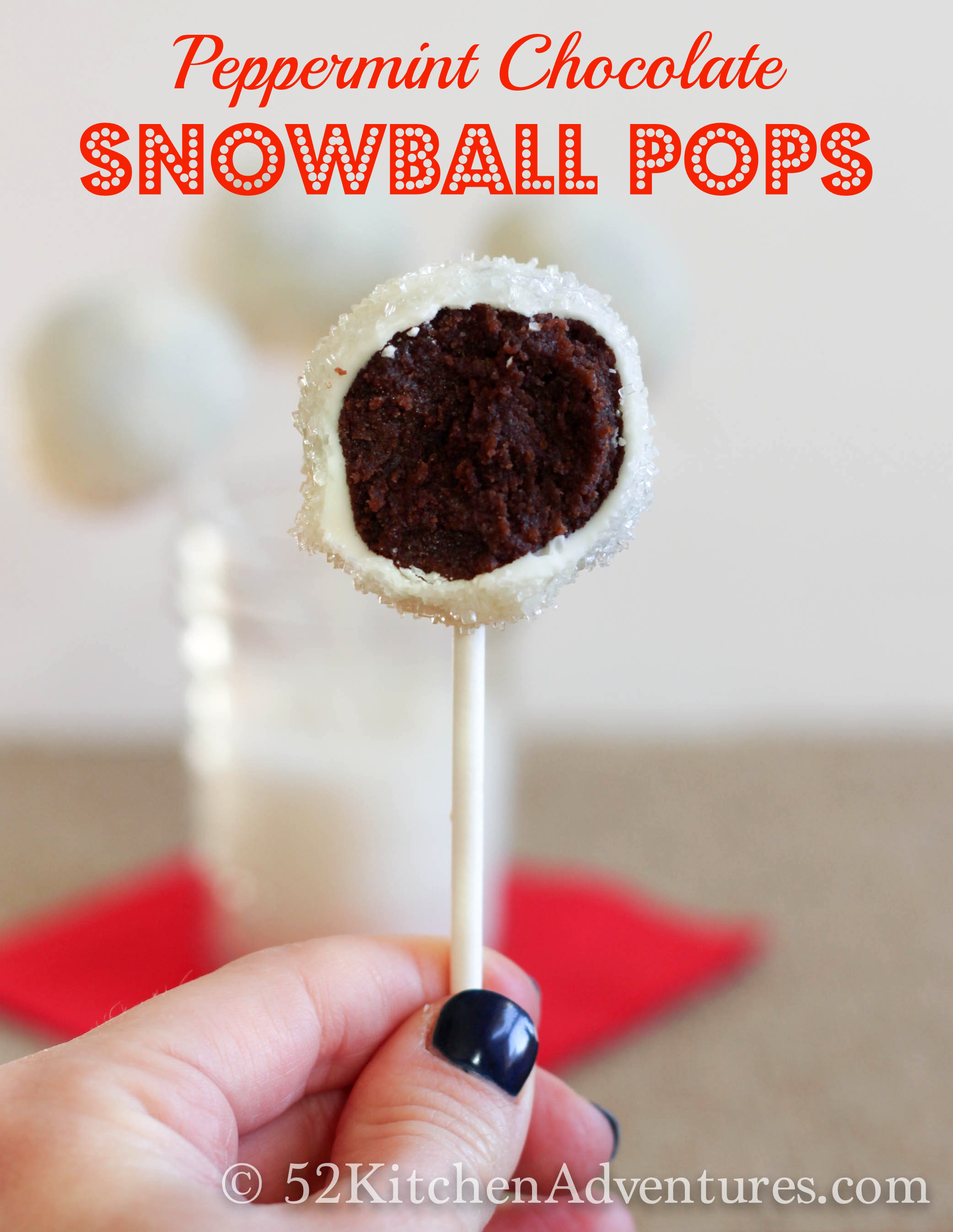 Peppermint chocolate snowball cake pops