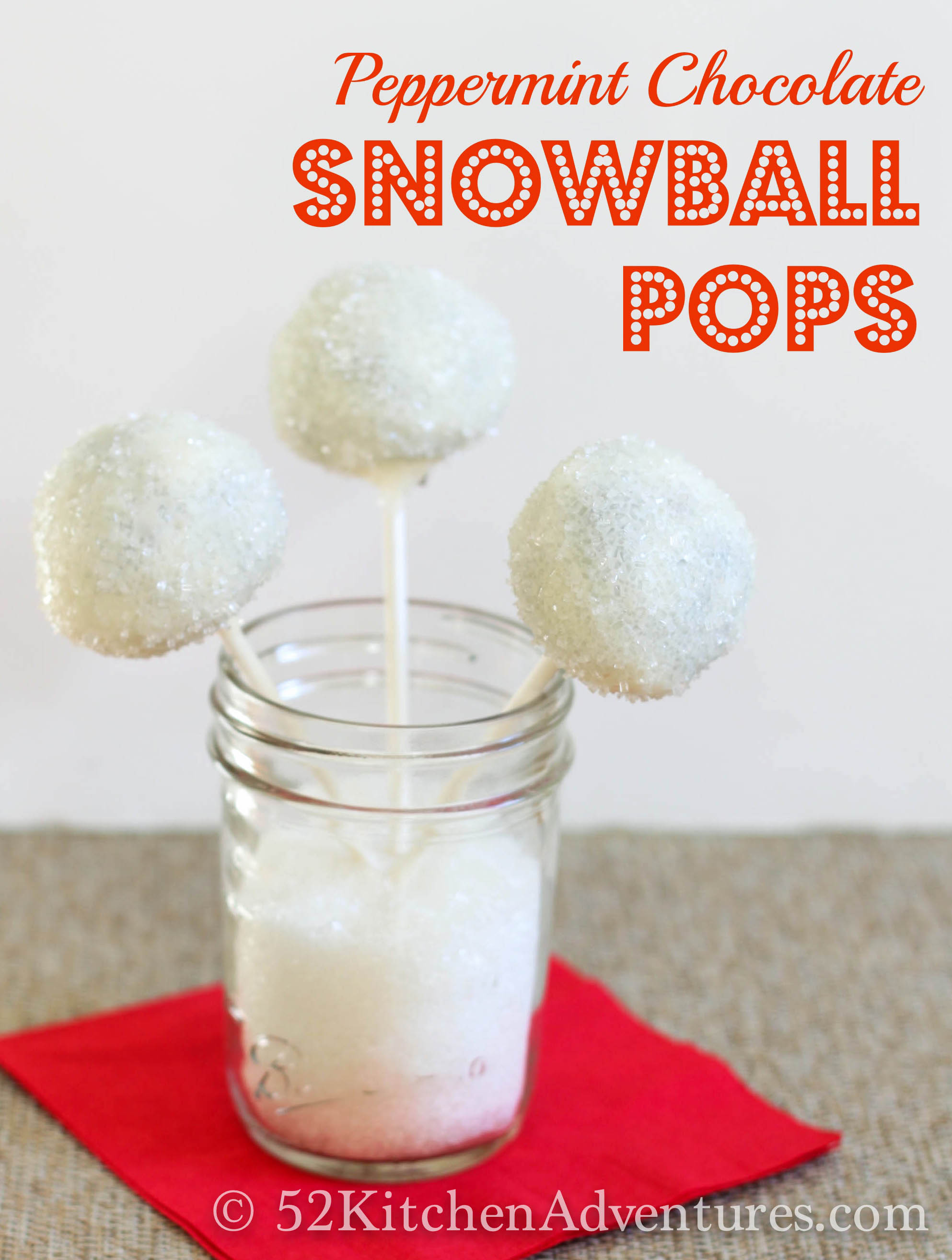 Peppermint chocolate snowball cake pops