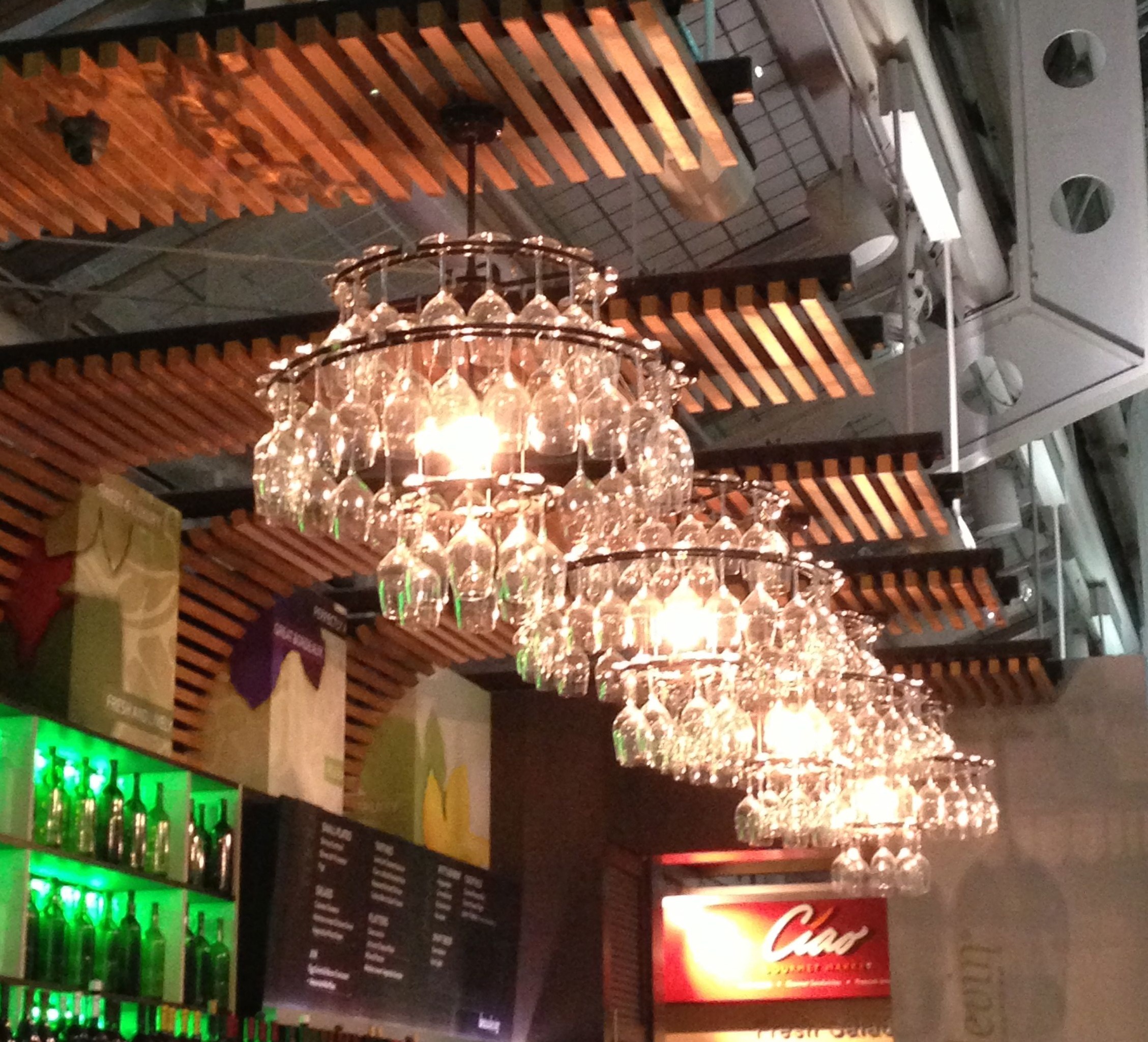 Wine glass chandeliers