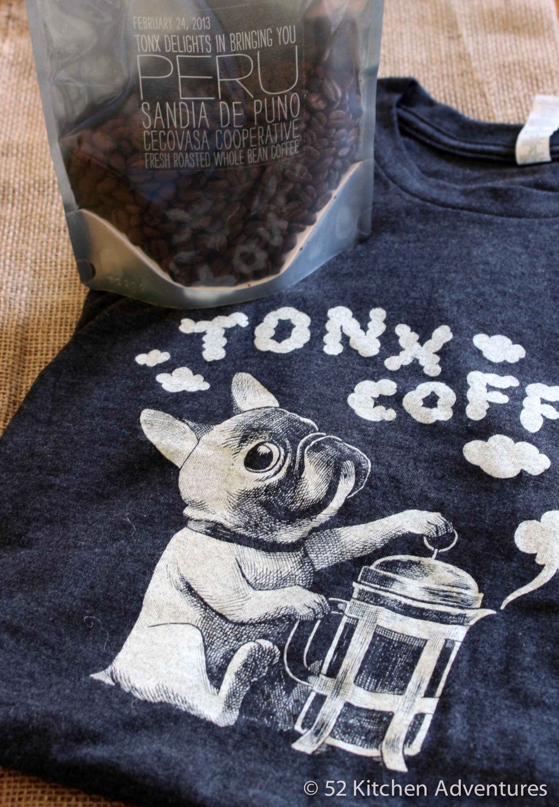 Tonx Coffee shirt and beans
