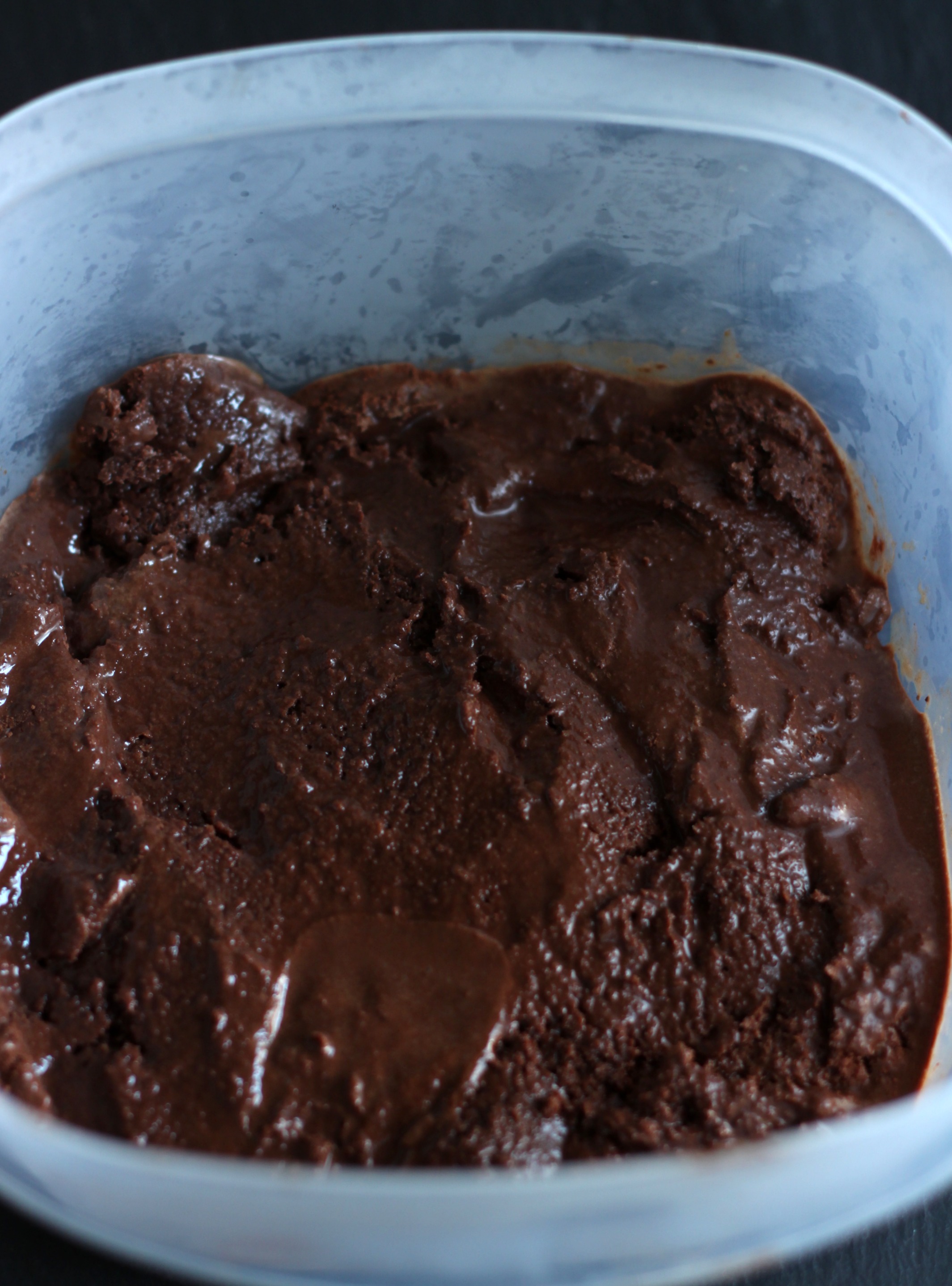 Layer of mocha frozen yogurt