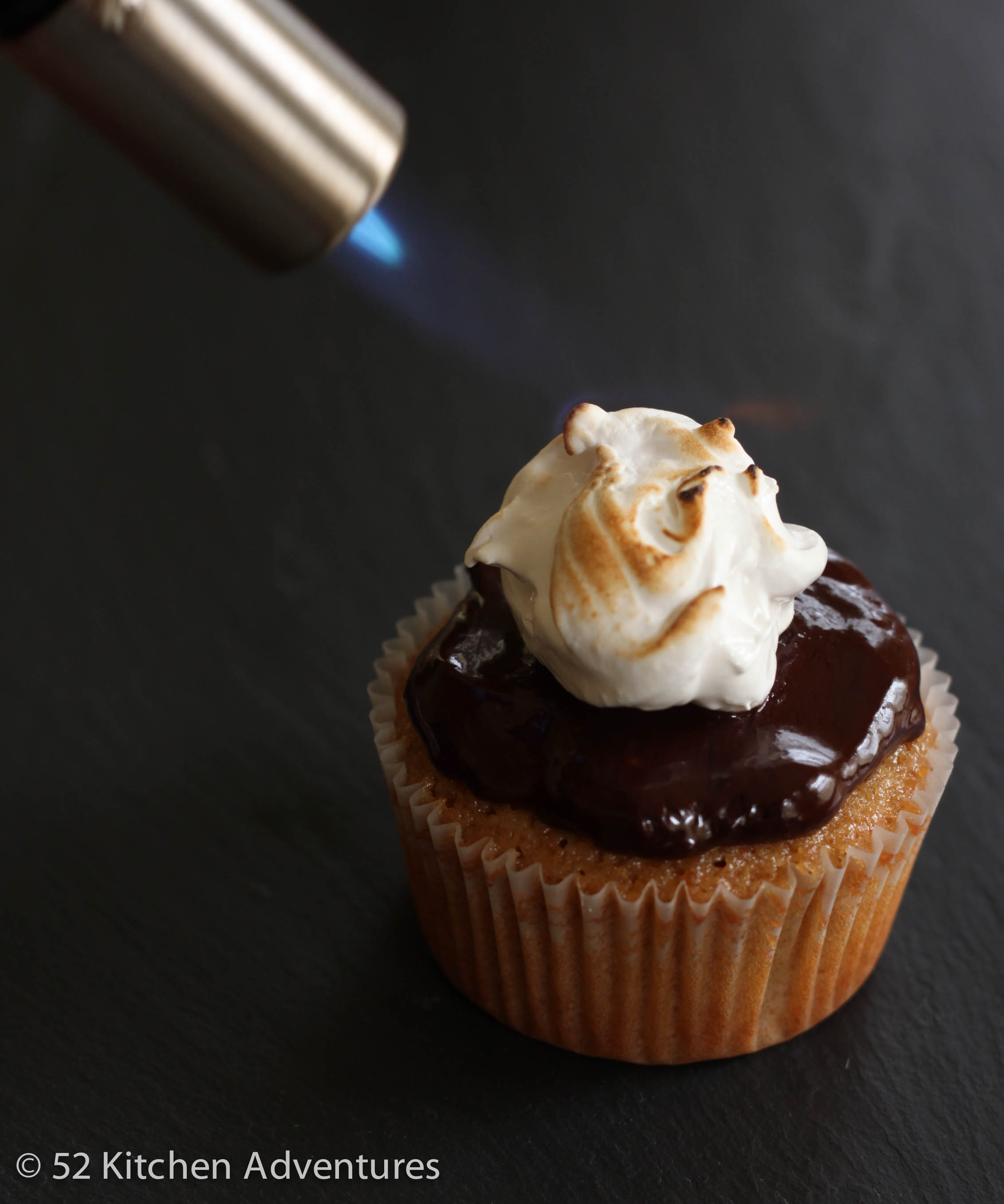 Torching s’mores cupcakes