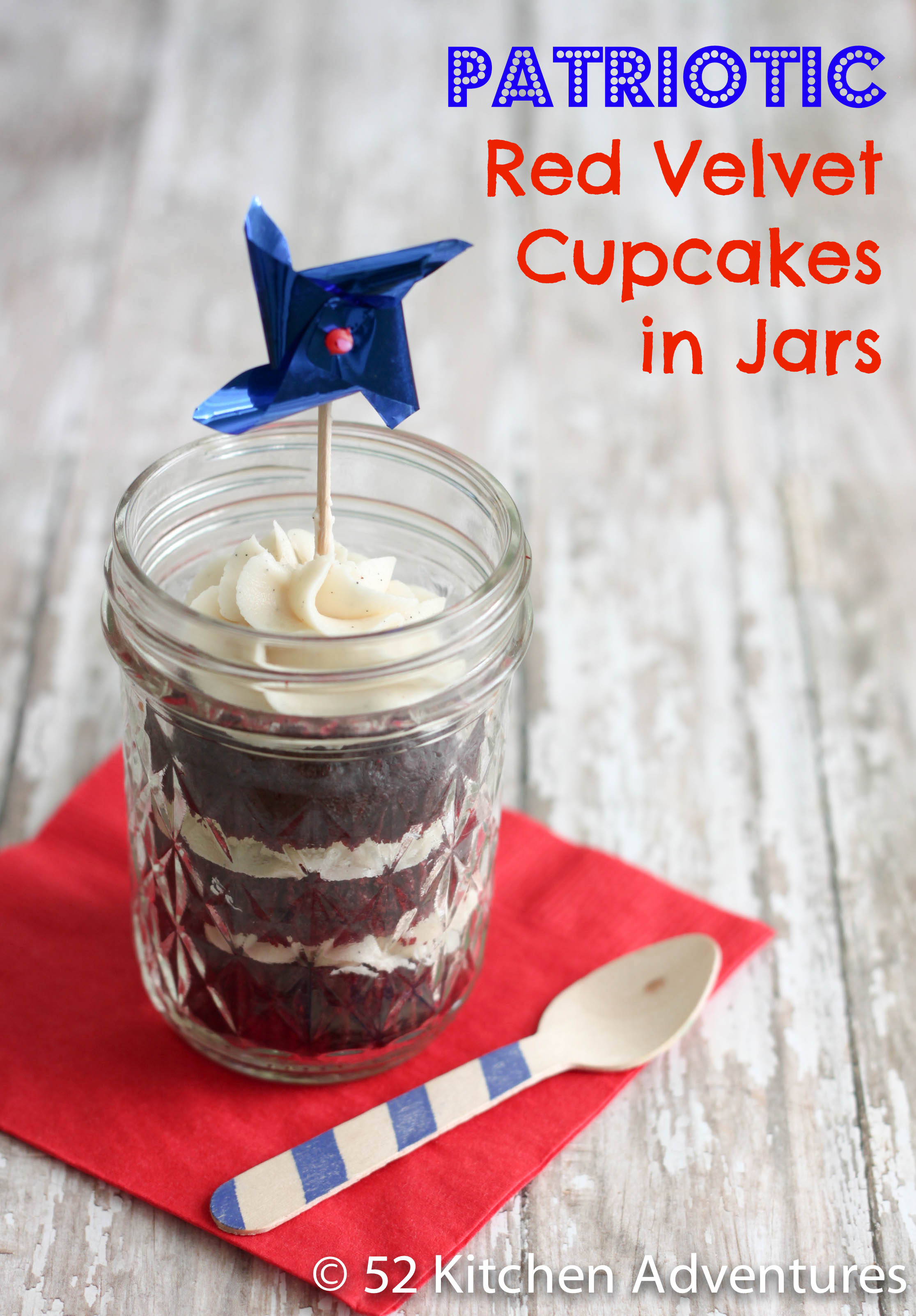 Patriotic Red Velvet Cupcakes in Jars